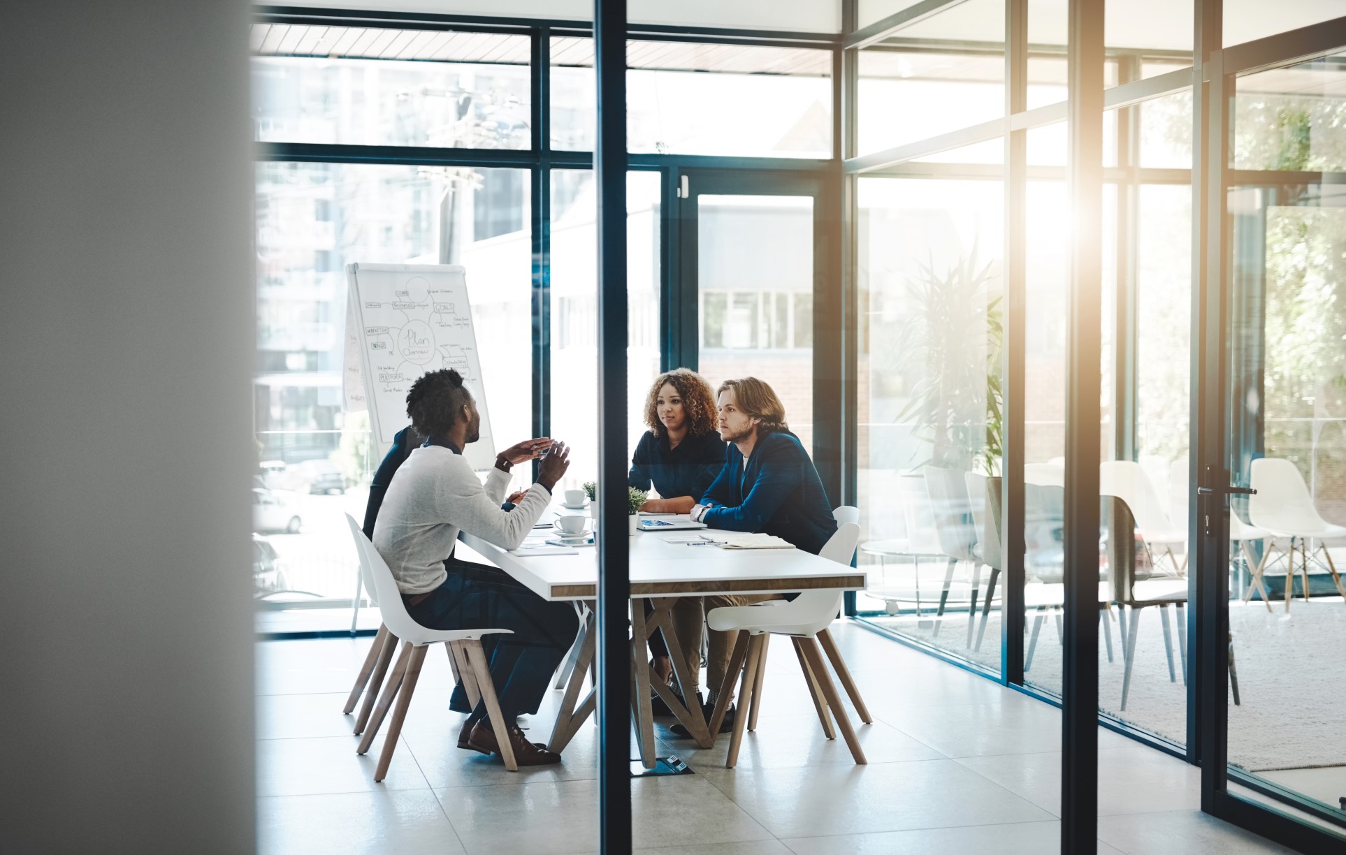 people sitting in a meeting